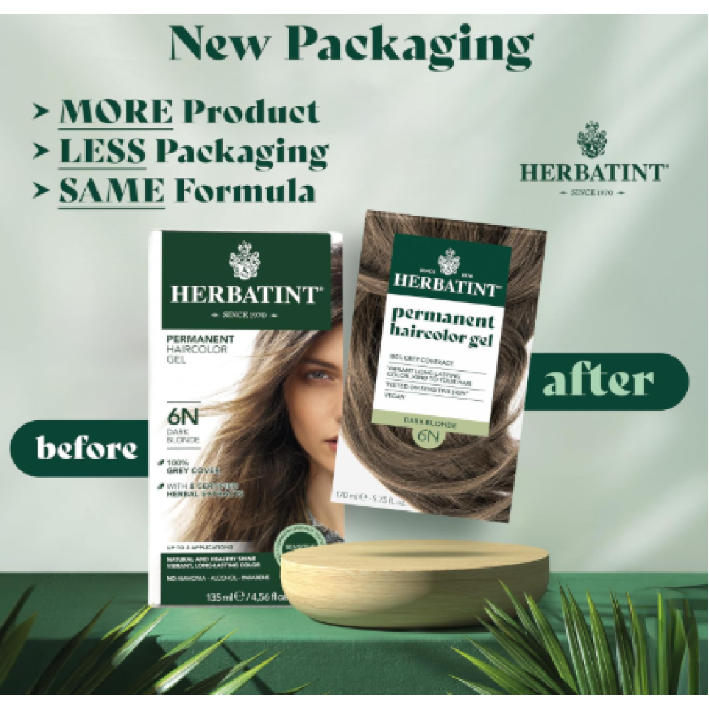 HERBATINT ilgnoturīga, dabīga augu gēlveida matu krāsa - 6N (Tumši blonda)