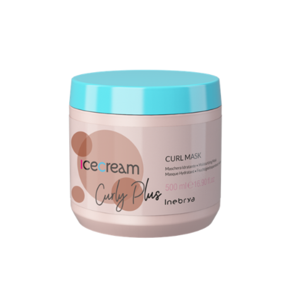 Inebrya Ice Cream Curly Plus Mask - Mitrinoša maska viļņotiem, cirtainiem matiem, 500ml