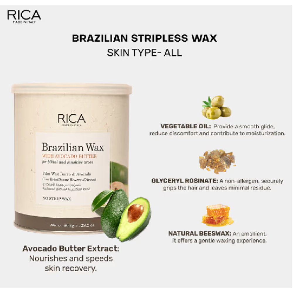 RICA Brazilian Avokado Wax - Бразильский твердый воск с экстрактом авокадо, 400ml