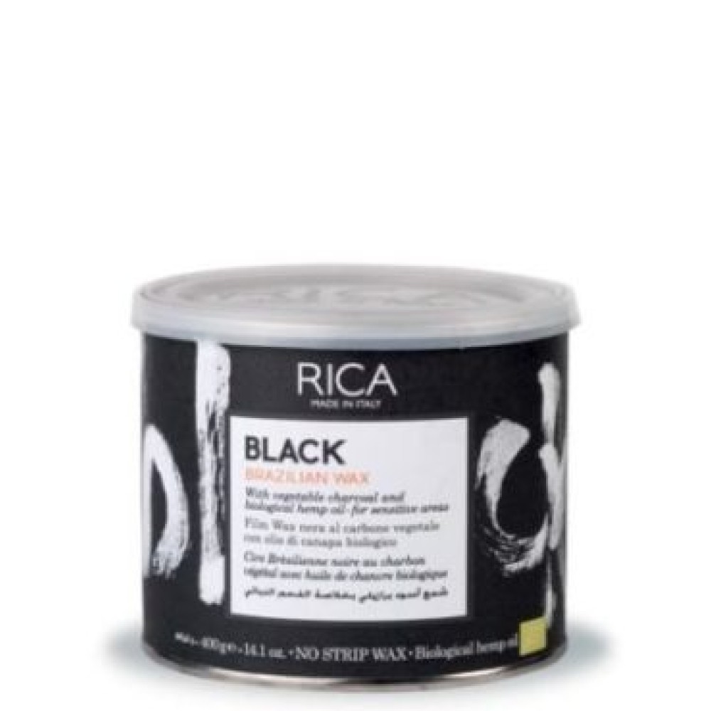RICA BLACK Brazilian Wax - Чёрный Бразильский твердый воск с экстрактом конопли и угля, 400ml
