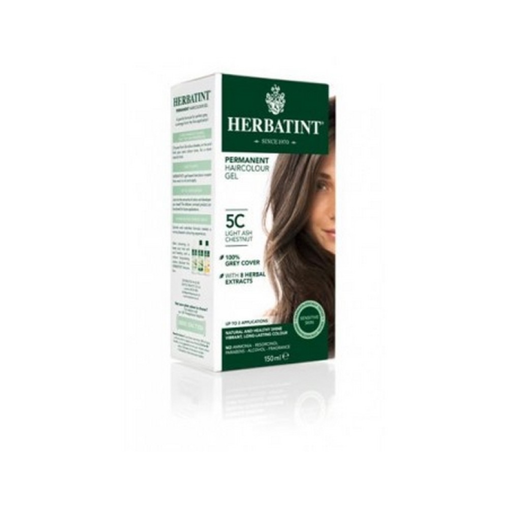 HERBATINT ilgnoturīga, dabīga augu gēlveida matu krāsa - 5C (Gaišs pelnu kastanbrūns)